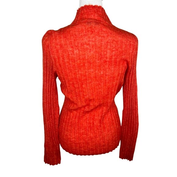 Madewell Womens Harry Sheer Ribbed Red Alpaca Long Sleeve Mockneck Sweater Small - Picture 10 of 14